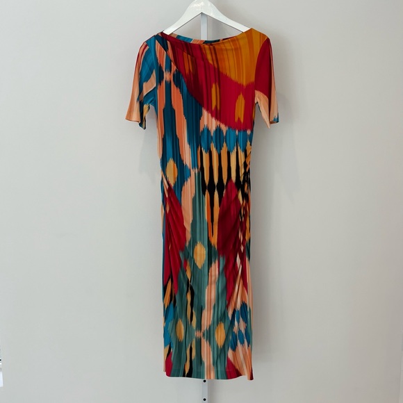 ETRO RED MULTI VISCOSE SHORT SLEEVE DRESS SIZE IT 42 / US 6 - Picture 3 of 17